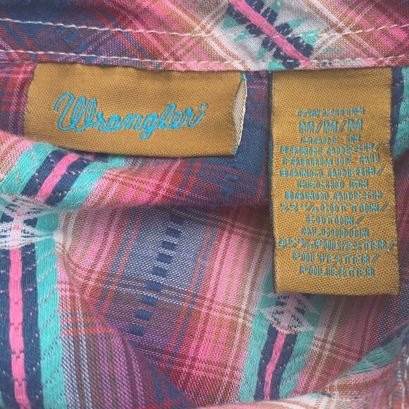 Wrangler Pearl Snap Plaid Southwestern Western Button Down Shirt - Picture 4 of 7